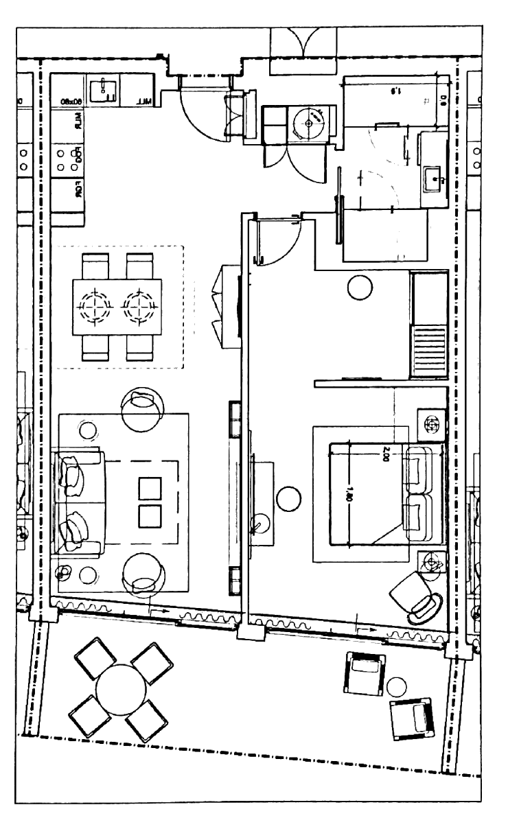 Planta do apartamento T1 009 (fração V) no Hyatt Regency Lisboa Residences, 78,35 m² privativos