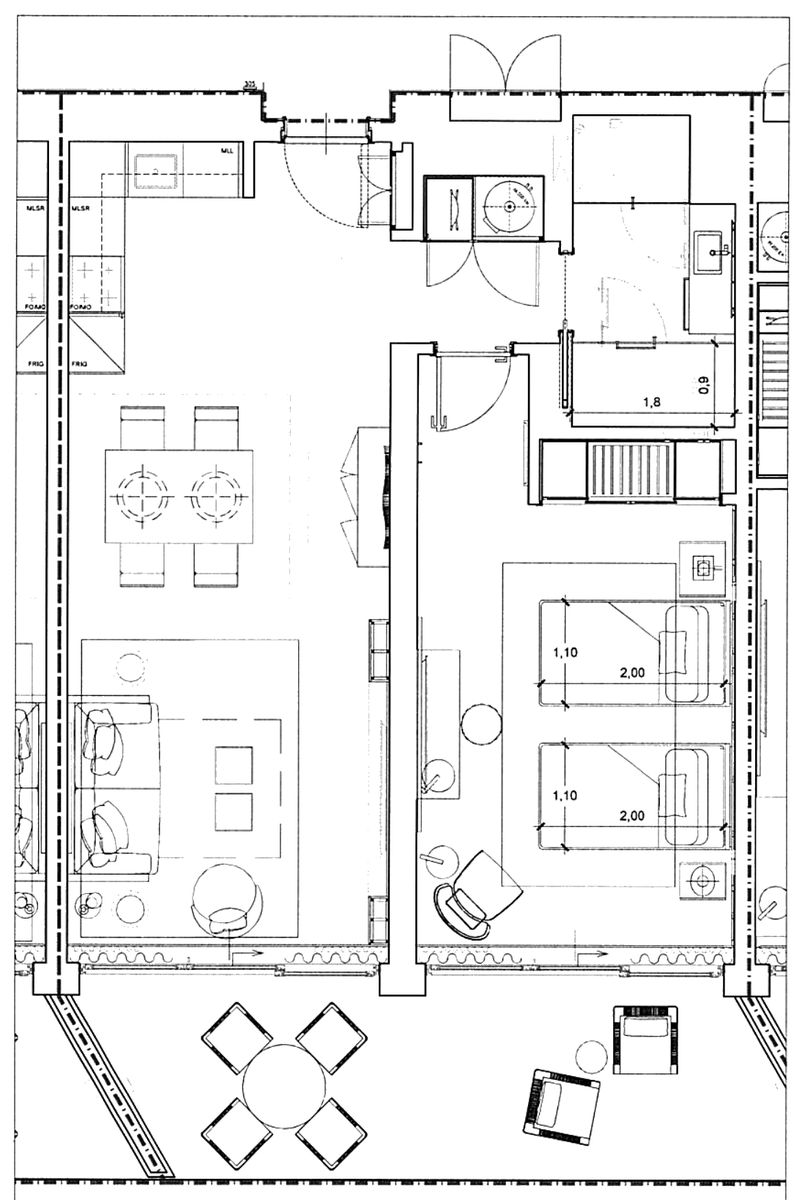 Planta do apartamento T1 305 (fração DJ) no Hyatt Regency Lisboa Residences, 72,37 m² privativos