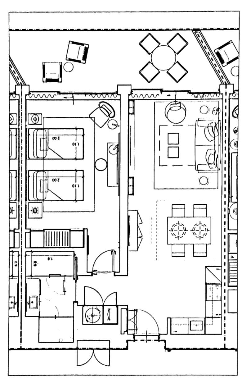 Planta do apartamento T1 309 (fração DM) no Hyatt Regency Lisboa Residences, 72,44 m² privativos