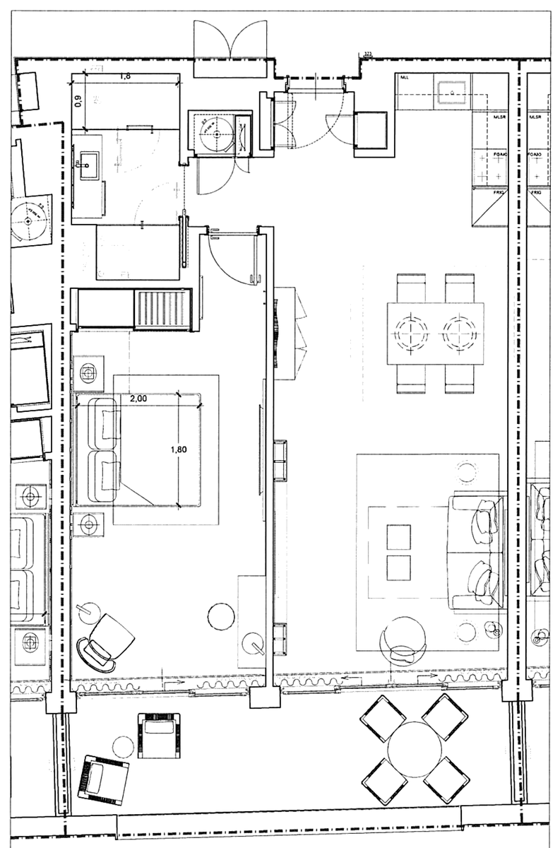 Planta do apartamento T1 323 (fração CQ) no Hyatt Regency Lisboa Residences, 78,66 m² privativos