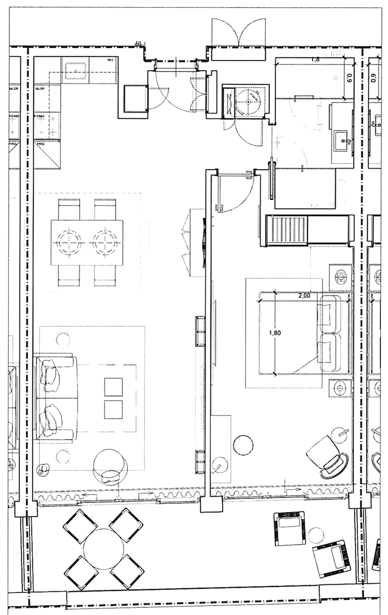 Planta do apartamento T1 324 (fração CP) no Hyatt Regency Lisboa Residences, 77,15 m² privativos