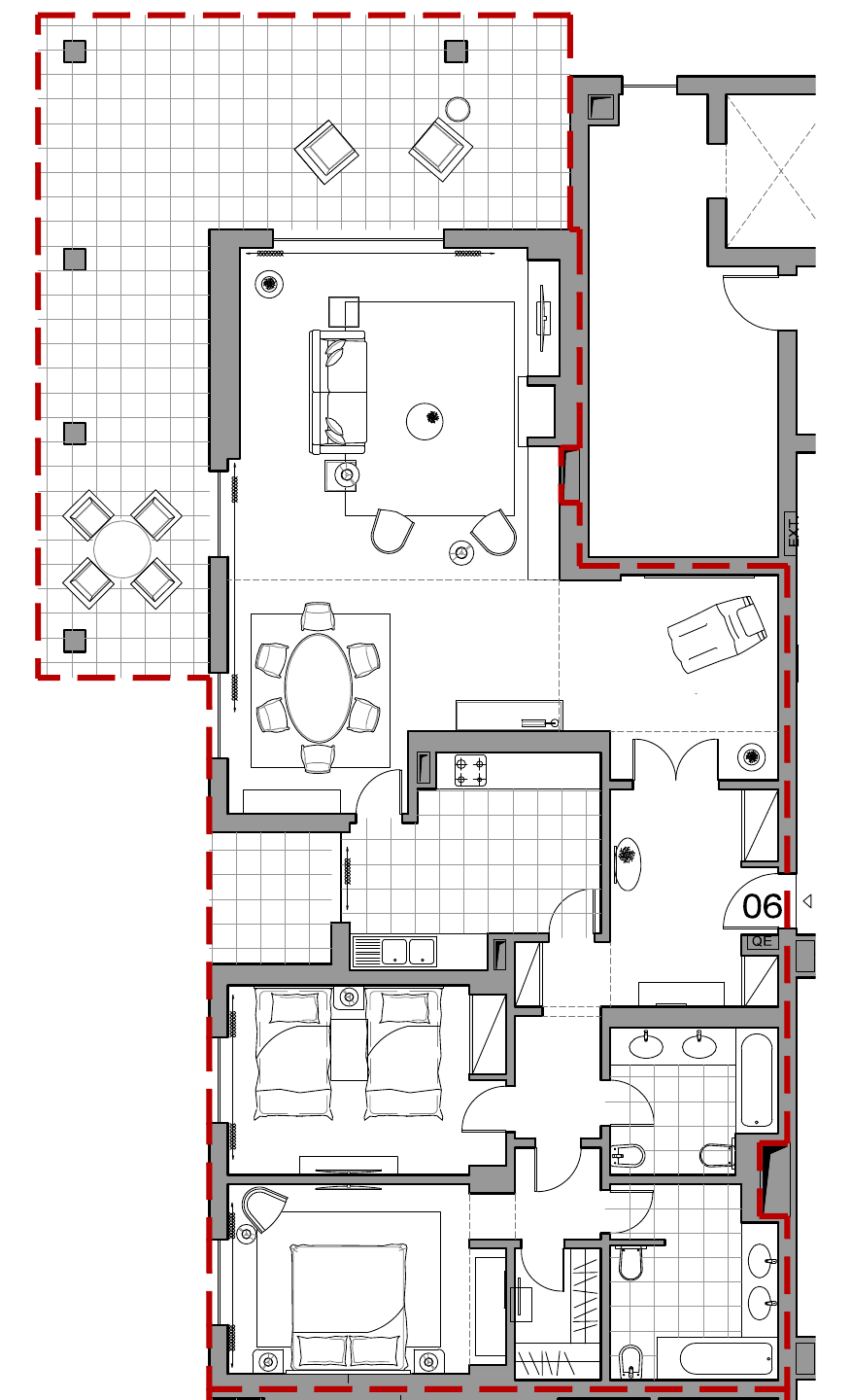 Planta do apartamento T2 006 (fração AAG) no Sheraton Cascais Resort, 154,69 m² privativos