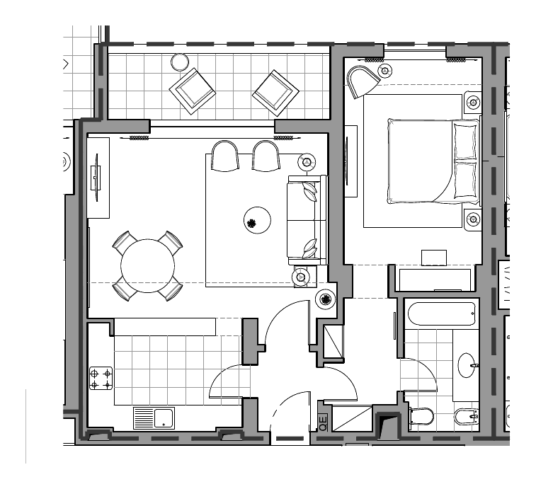 Plan de l'appartement d'une chambre au Sheraton Cascais Resort, 71,65 m² intérieurs